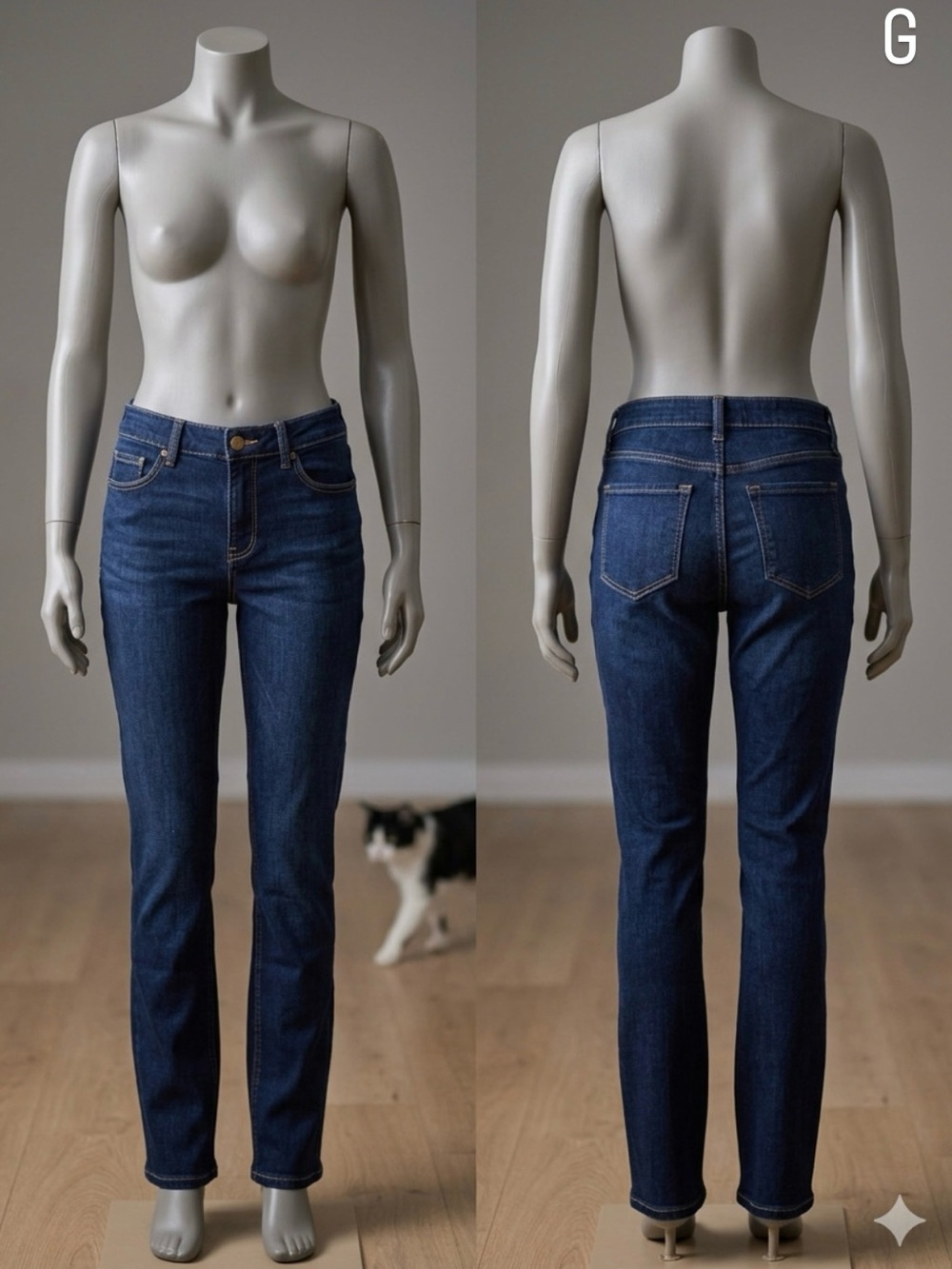 Old Navy Women's Straight Leg Jeans - Dark Blue - Short